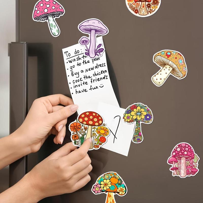 Cartoon Mushroom Pattern Fridge Magnet, 18pcs set Cute Refrigerator Magnet, Decorative Refrigerator Magnet for Home Kitchen Dormitory School Office