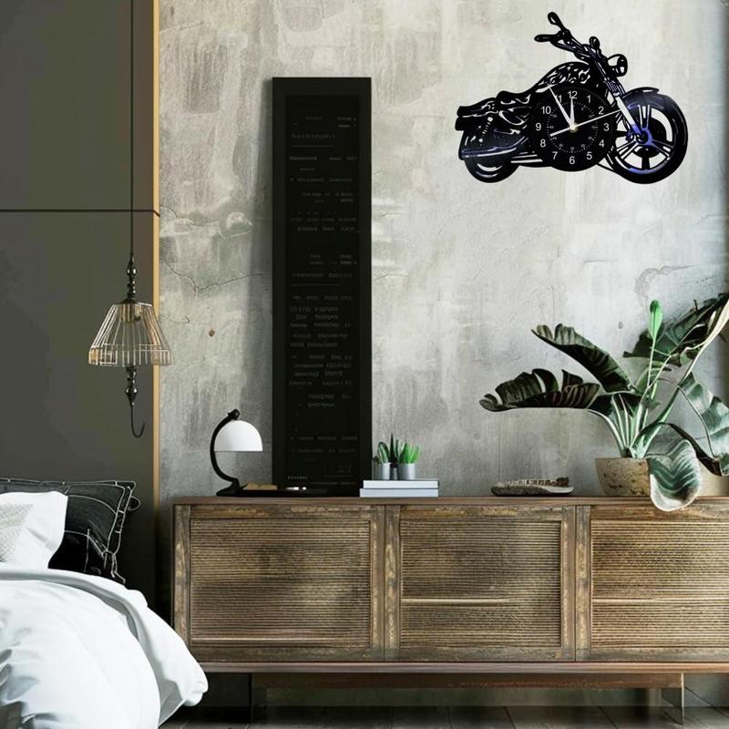 Motorcycle Design Wall Clock without Battery, 1 Count Creative Wall Clock, Decorative Wall Clock for Home Living Room Bedroom, Home Decor, Room Decor