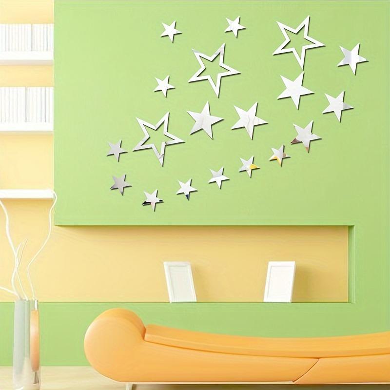 Star Shaped Acrylic Mirror Wall Decals, 19pcs set Self-adhesive Wall Mirror, Wall Decor for Home Bedroom Living Room