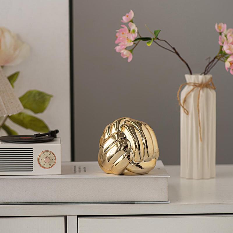 Ball Of Yarn Shaped Ceramic Ornament, 1 Count Creative Luxury Style Decorative Ornament, Desktop Decoration for Home Office, Home Decor Supplies