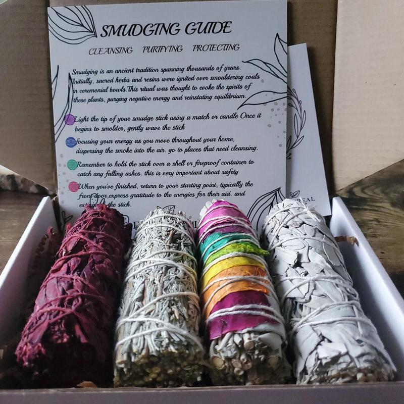 4 Pack Sage Sticks Smudge Kit 4'' Long, Incense Bundles In Gift Box For Healing, Energy Cleansing, Yoga, Meditation