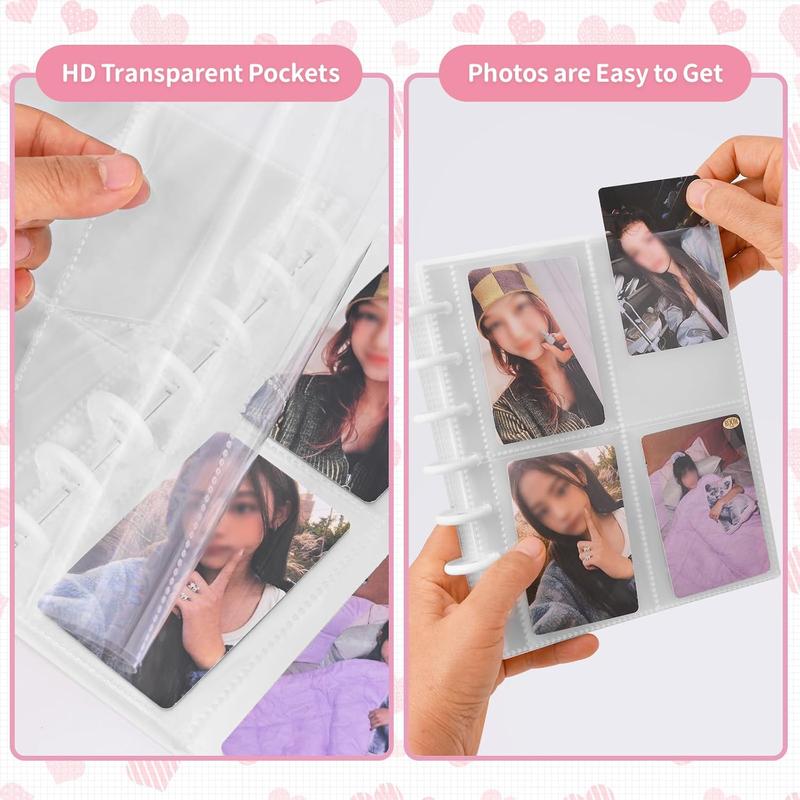 Kpop Photocard Binder 3 Inch Photocard Holder Book Sleeves with 30Pcs Inner Pages A5 Idol Business Card Collect 2×3 Polaroid Photo Album, White Decor