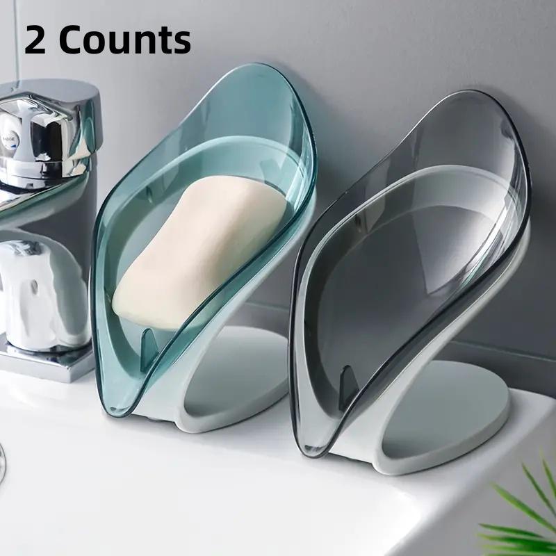 Leaf Shaped Soap Dish, 2 Counts Random Color Self Drain Soap Holder, Bathroom & Kitchen Supplies