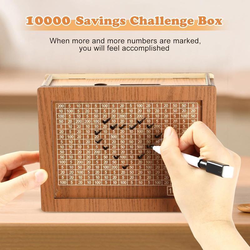 10000 Savings Challenge Box, Cashbox Kakeibo Money Box, Cash Vault Wooden Savings Box 10,000 Dollar, Wooden Coin Digital Piggy Bank, Wooden Money Save Box 10k Smash, Caja De Ahorros 10000, Money Saver