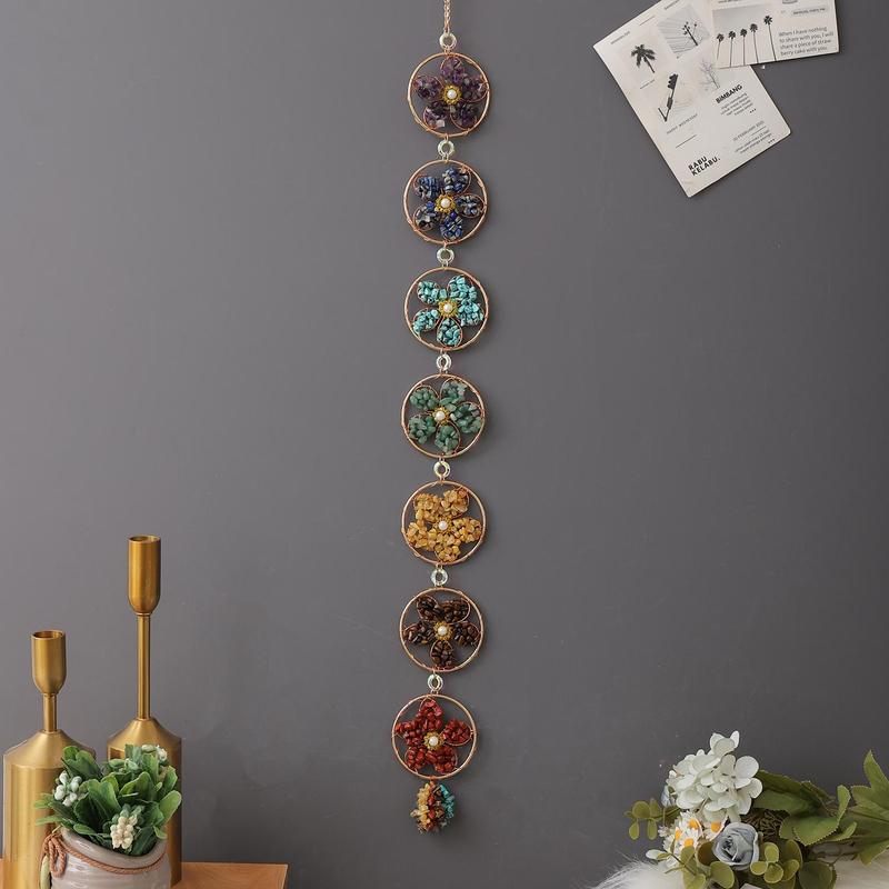 Colorful Stone Decor Dream Catcher, 1 Count Hanging Decor for Home & Courtyard & Garden, Hanging Dream Catchers Wind Chime, Holiday Gift for Friend