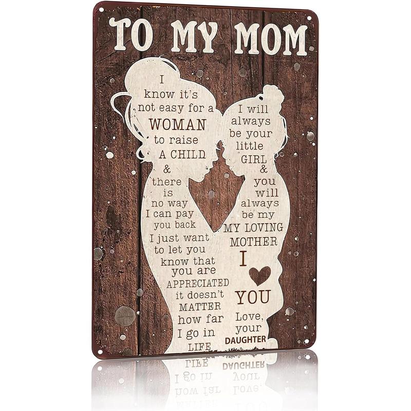 To My Mom Sign I Love You Mom Gift From Daughter Perfect For Home Office Bedroom Kitchen Women Shed Decor 12