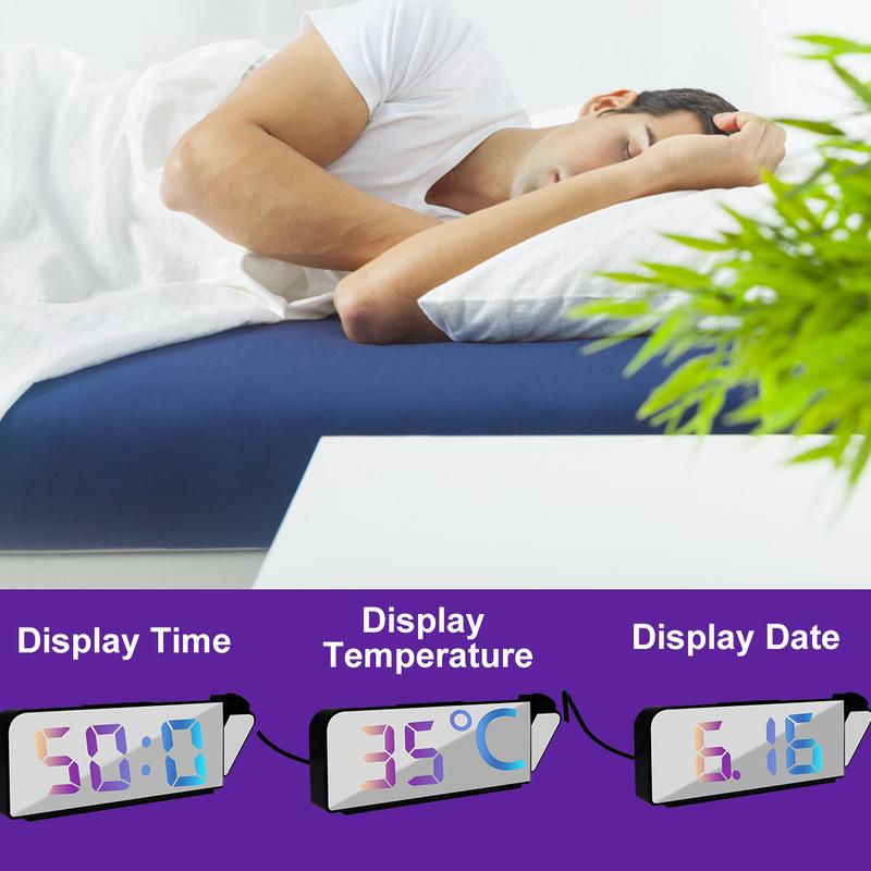 Projection Alarm Clock Digital Clock with 180° Rotatable Projector 12 24h Digital Alarm Clock 3 Brightness Adjustable LED Digital Clock with Time Date Temperature Display for Bedroom Home Office