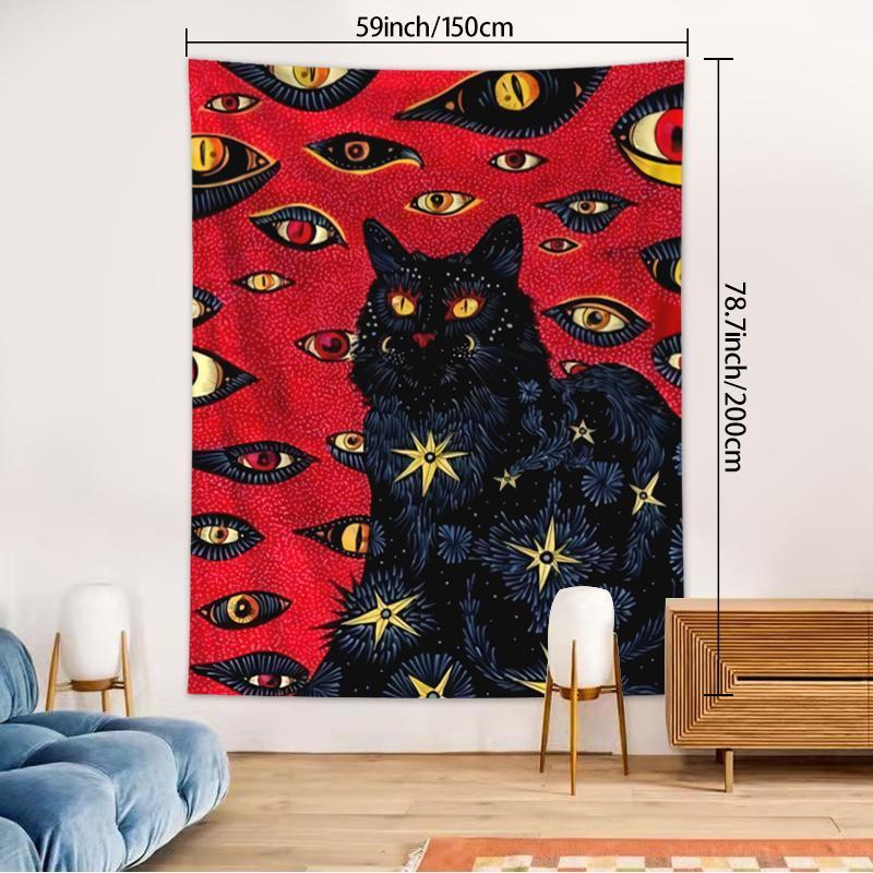 Cat Pattern Tapestry for Mean Girls Decorations, Cartoon Pattern Hanging Blanket, Wall Hanging Decor for Home Living Room Bedroom, Trendy Decorations, Summer Gifts