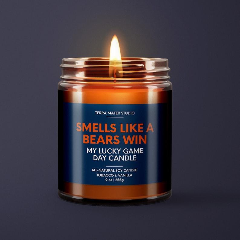 Smells Like A Bears Win Candle | Chicago Lucky Game Day Candle | Soy Candle | Bears Gift | Chicago Football Decor | Bears Candle