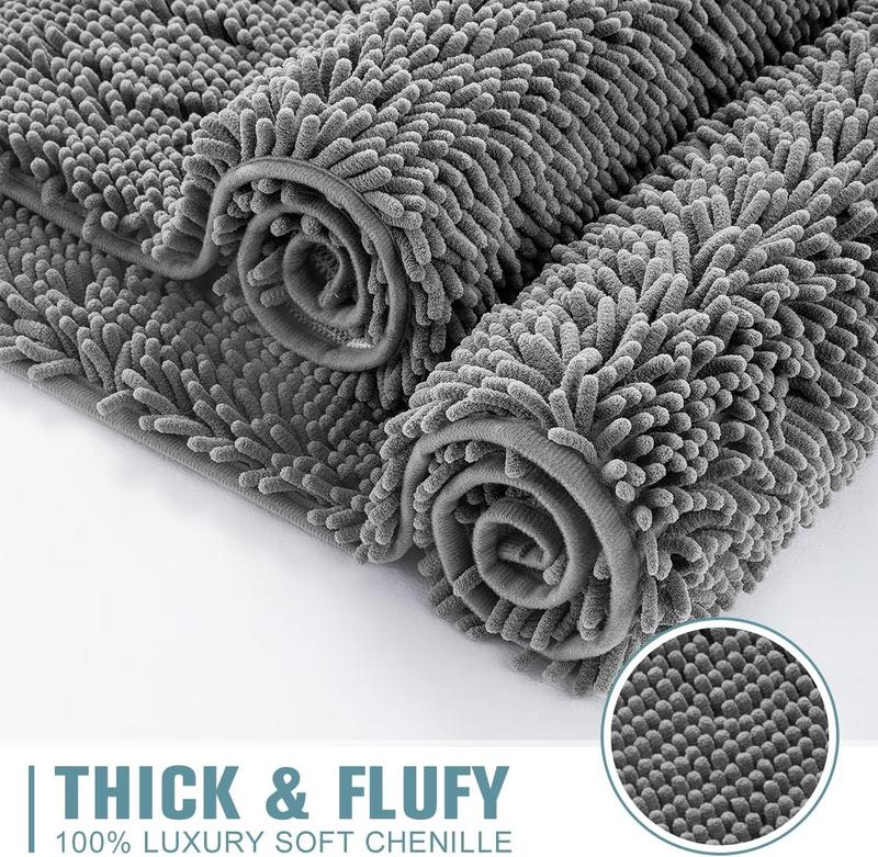 Shilucheng Luxury Soft Chenille Rugs -Wash Free Anti-skid Mats & Rugs- Water Absorbent Rain Showers - Plush Unique Rugs for Bathtubs