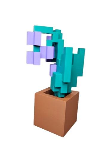 Minecraft Inspired Lily 3d Printed With Pot - Minecraft Decor - Home Decor - Artificial Flower