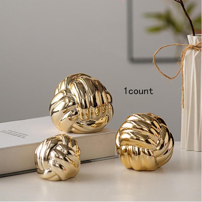 Ball Of Yarn Shaped Ceramic Ornament, 1 Count Creative Luxury Style Decorative Ornament, Desktop Decoration for Home Office, Home Decor Supplies