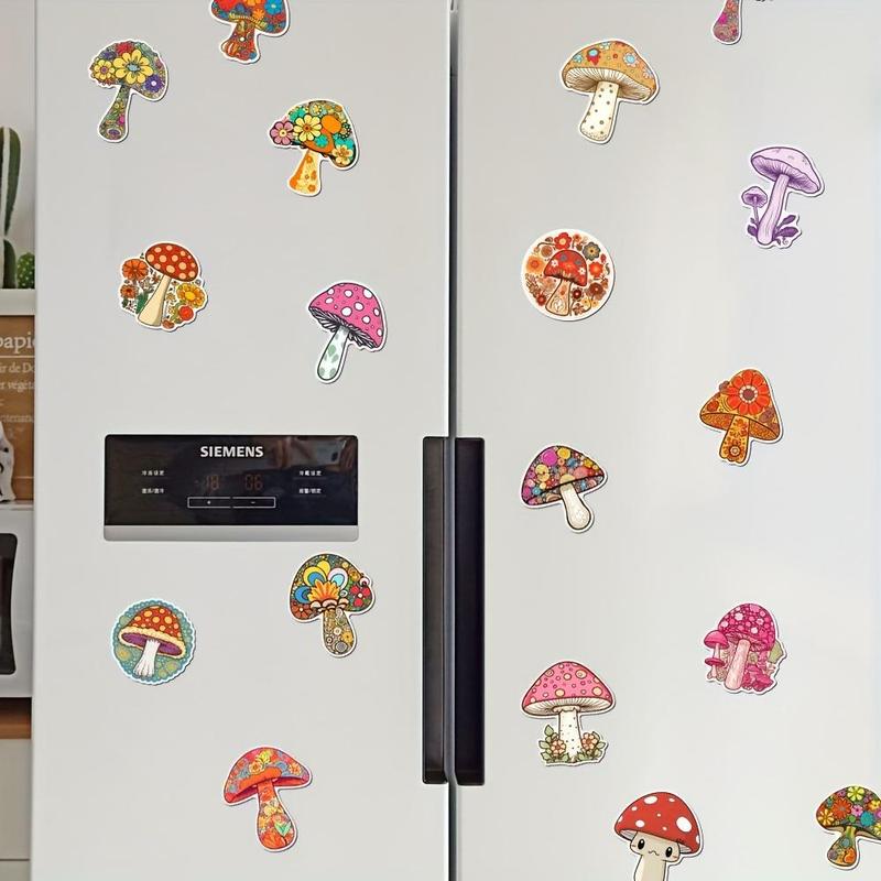 Cartoon Mushroom Pattern Fridge Magnet, 18pcs set Cute Refrigerator Magnet, Decorative Refrigerator Magnet for Home Kitchen Dormitory School Office