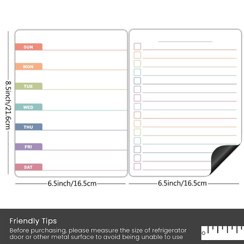 Refrigerator Magnetic Menu Calendar Set, 1 Set Including Grocery List & Weekly Meal Planner Whiteboard & 4 Counts Pen, Kitchen Refrigerator Planner