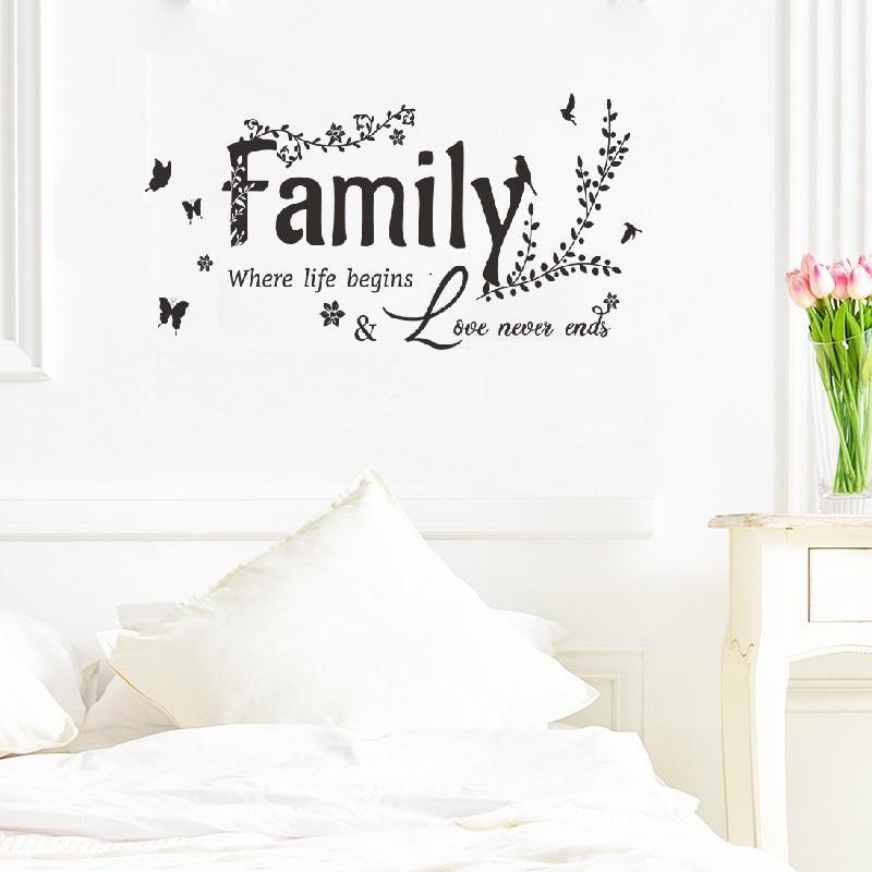 Family Letter Pattern Wall Sticker, 1 Count Modern PVC Wall Decals, Decorative Wall Art for Home Living Room Bedroom