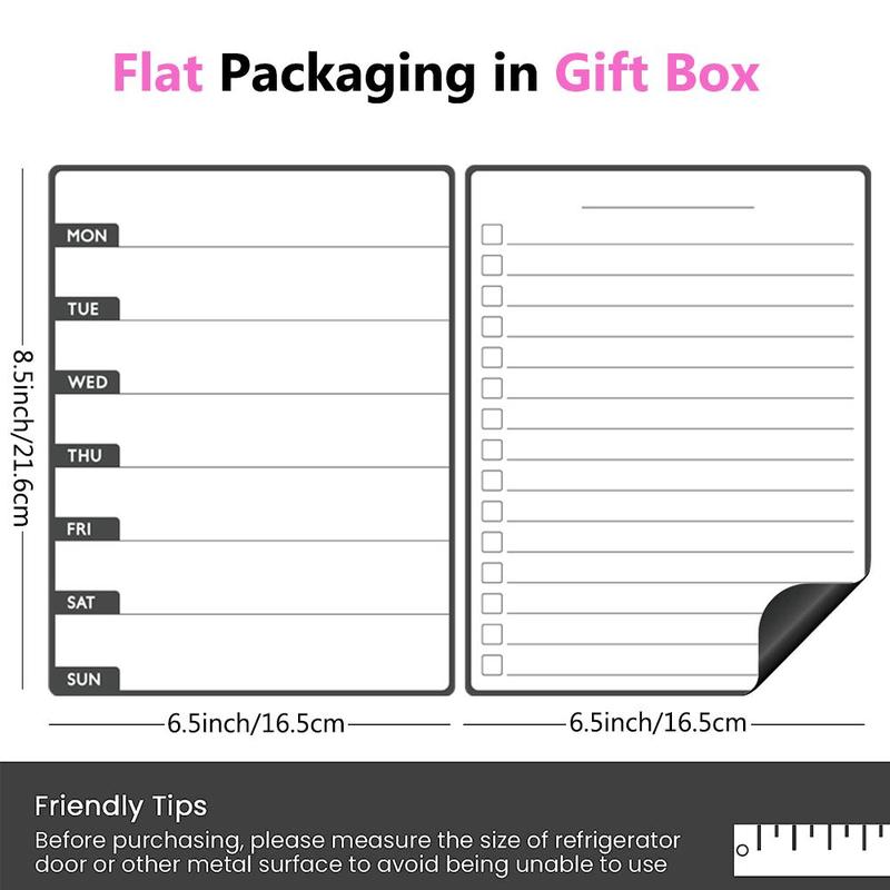 Refrigerator Magnetic Menu Calendar Set, 1 Set Including Grocery List & Weekly Meal Planner Whiteboard & 4 Counts Pen, Kitchen Refrigerator Planner