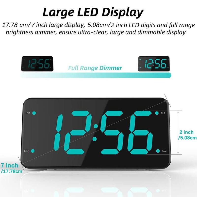 Loud Alarm Clock with Bed Shaker, 1 Count Modern Trendy Adjustable Vibrating Alarm Clock for Heavy Sleepers, Large Led Display, Home Clock Supplies, Gifts for Men Women