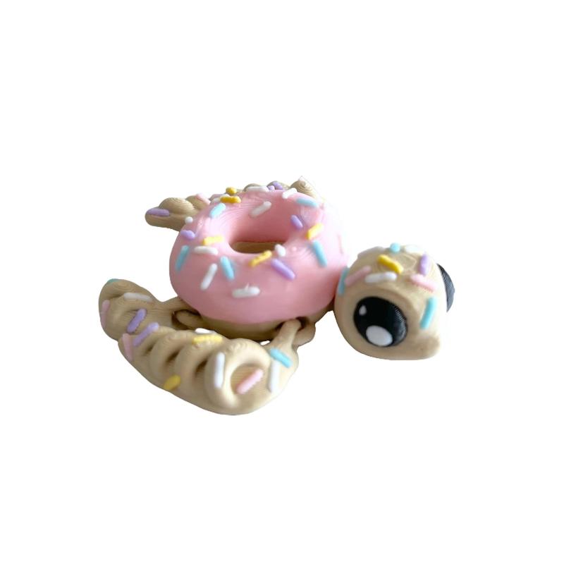 Articulating Donut Turtle Figurine 3D Printed Fidget Decor Desk Pet Ornaments mini animal