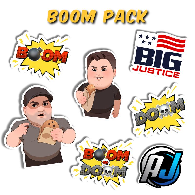 A.J & Big Justice BOOM and Logo Sticker Packs