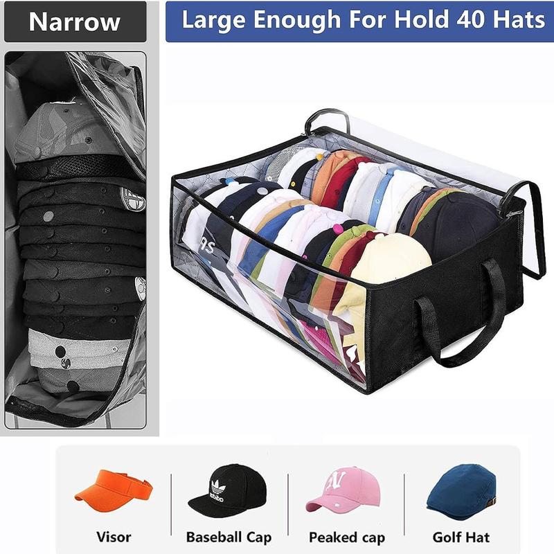 Clothing Storage Dust-Proof And Moisture-Proof Bag, Stackable Transparent Clothing Organizer. Wide Hat Storage for Baseball Caps, Large Capacity Hat Racks Organizer for Closet Cap Holder Holds up to 40 Hats