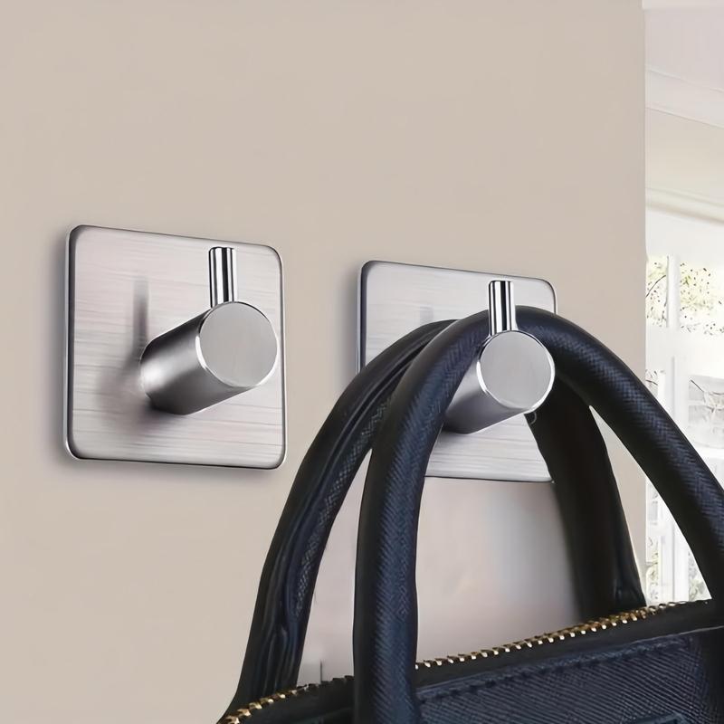 Stainless Steel Wall Hook, 3 Counts Self-adhesive Wall Mounted Hook, Waterproof Hook for Hanging Clothes, Hats, Towels, Bathrobes