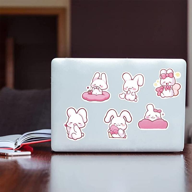 Cute Rabbit Series Sticker, 50pcs set Waterproof Self Adhesive DIY Sticker, Decor Sticker for Gift Greeting Card Water Bottle Laptop Phone