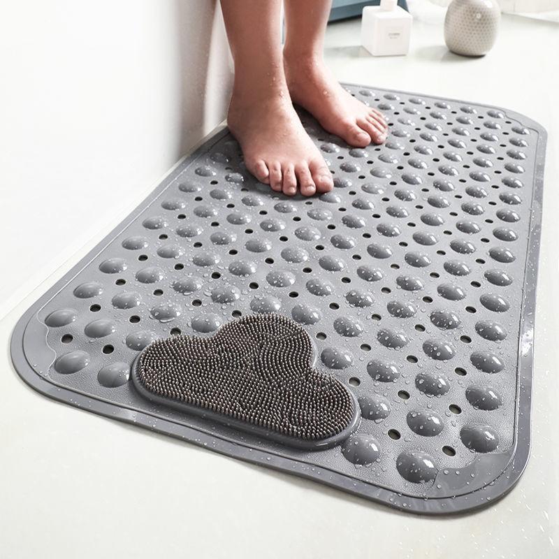 Cloud Pattern Bath Mat, 1 Count Non-slip Bathroom Massage Mat with Suction Cup, Round Hole Design Quick Drain Mat for Shower Room