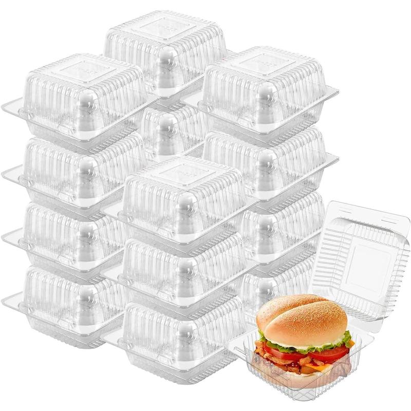 100 Pack 5 x 5 inch Clear Plastic Disposable Clamshell Container,Hinged Take Out Clamshell Dessert Container with Lid Takeout Tray Disposable Food Clamshell Containers for Dessert, Cakes, Sandwiches