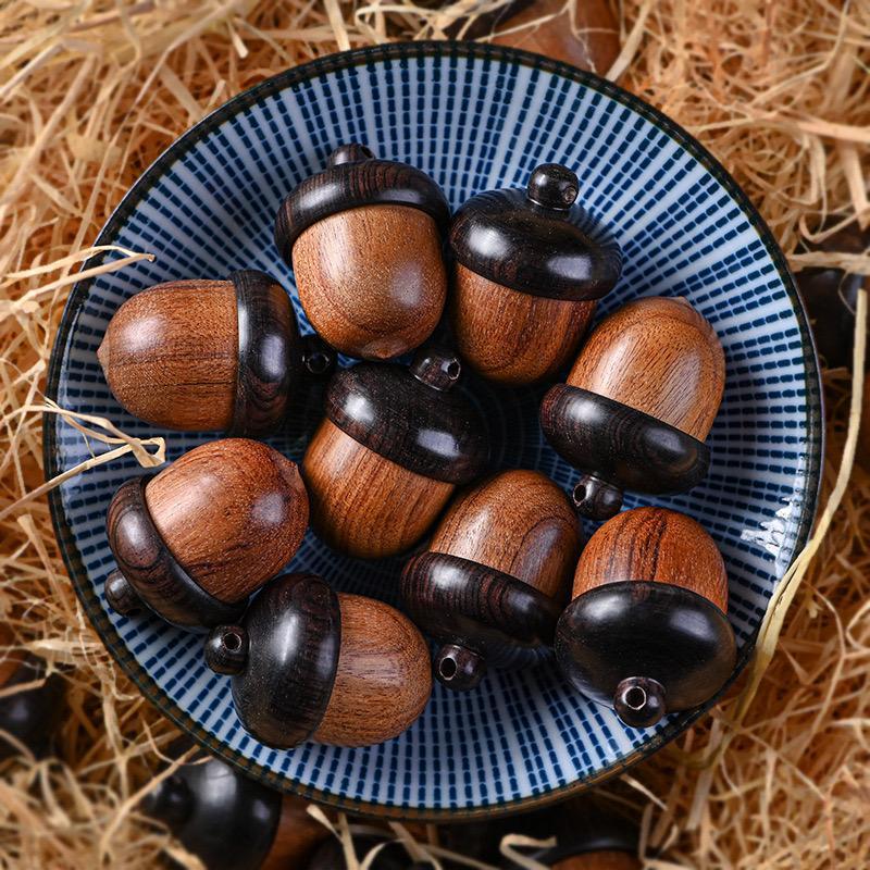 Mini Pill Storage Bottle, 3pcs set Acorn Design Wooden Storage Holder, Portable Organizer for Home and Outdoor Travel