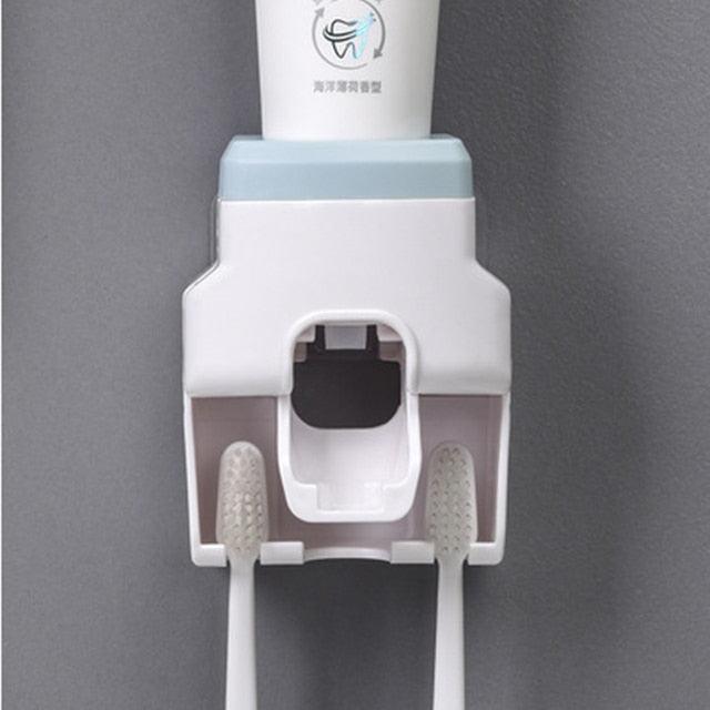 Wall Mounted Automatic Toothpaste Dispenser Toothbrush Holder