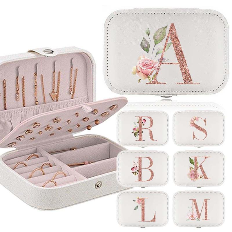 Letter Pattern Jewelry Storage Box, 1 Count Portable Jewelry Organizer, Jewelry Display Box, Home Organizer for Earring Ring