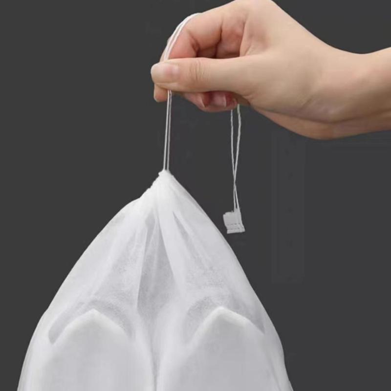 10pcs Shoe Dust-proof Non-woven Fabric Storage Bag, Clear Portable Shoe Cover With Drawstring, Shoe Cleaning Storage Bag For Travel & Business Trip