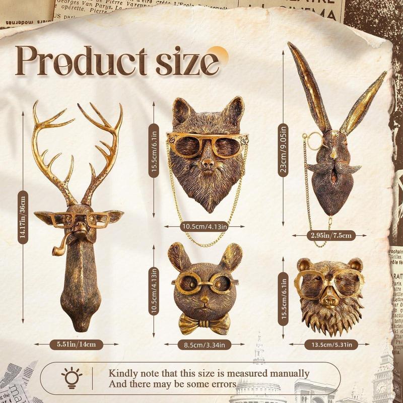 Animal Head Wall Decor Ornaments, 1 Count Creative Animal Head Wall Mounted Decor, Resin Animal Head Wall Hanging Decor for Home Living Room Bedroom