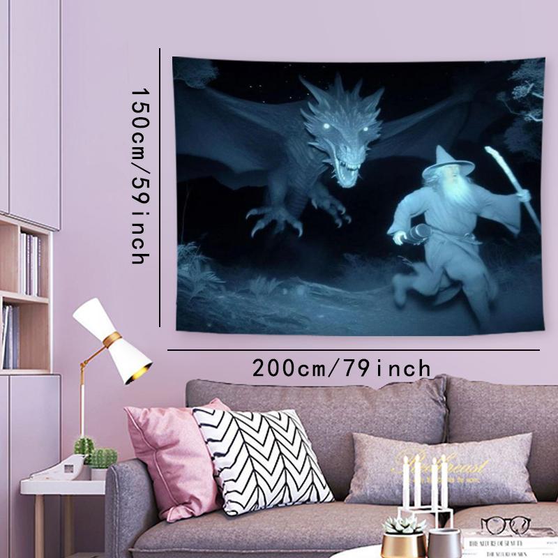 Night Vision Dragon Chase Pattern Tapestry, 1 Count Aesthetic Wall Hanging Decor, Polyester Tapestry for Bedroom Home Office Decor, Bedroom Refresh Decor