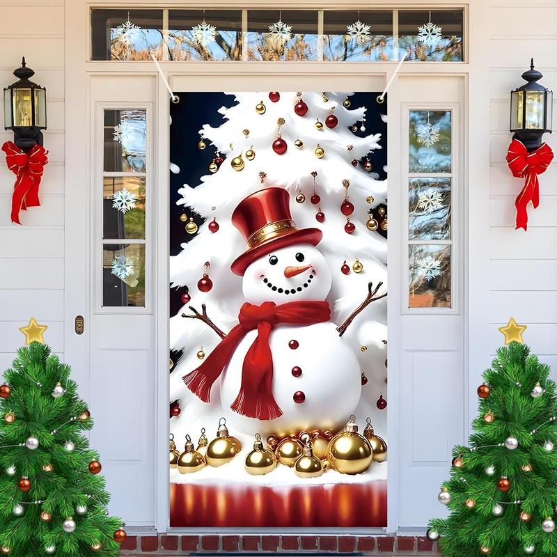 Snowman Pattern Door Banner, 1 Count Cute Snowman Door Decoration, Festive & Party Supplies for Home Living Room Bedroom, Home Decor