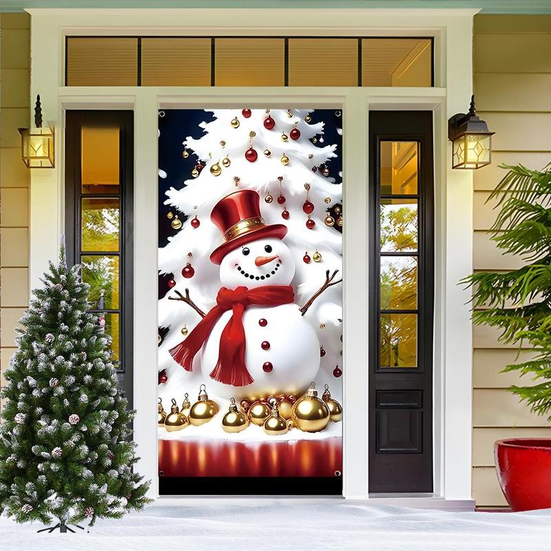 Snowman Pattern Door Banner, 1 Count Cute Snowman Door Decoration, Festive & Party Supplies for Home Living Room Bedroom, Home Decor