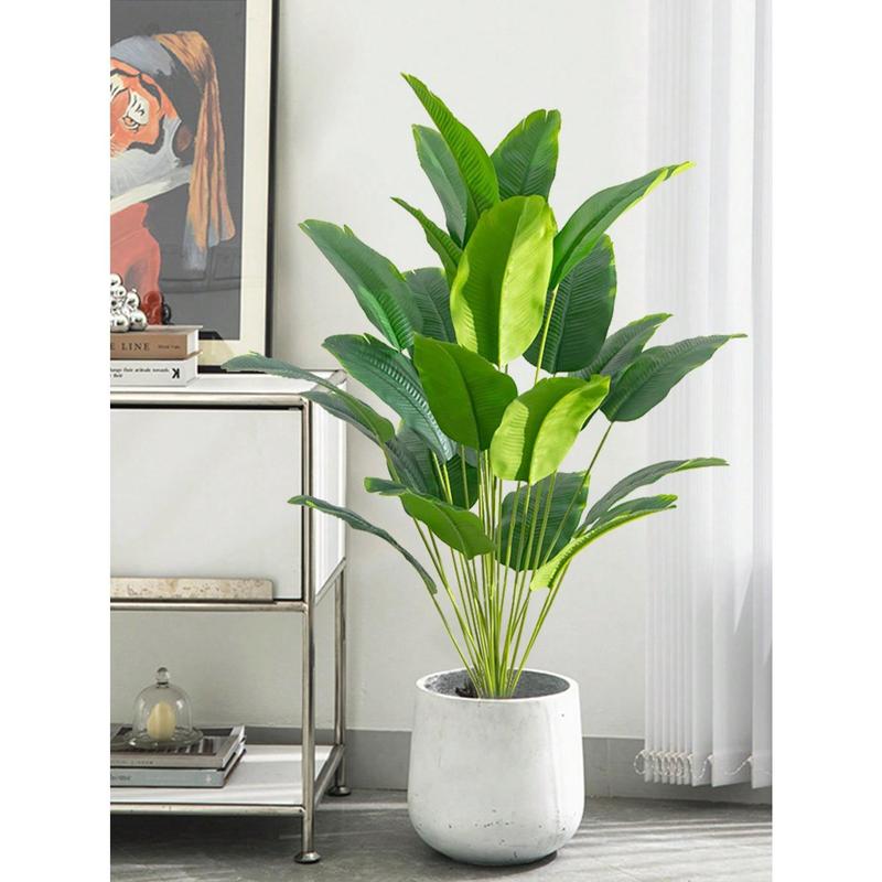 80 88cm Large Artificial Banana Tree Tropical Fake Palm Branch Plastic Birds Of Paradise Leaves Green Monstera Leaves For Home Garden Party Office Decor Without Pothome Decor,School Supplies