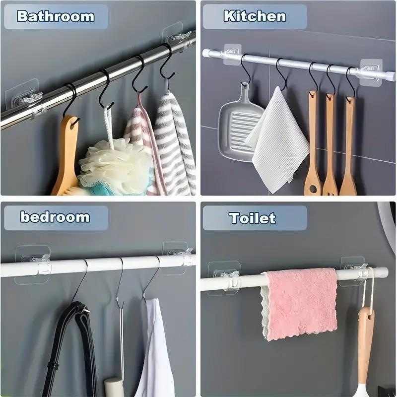 Clear Curtain Rod Holder, 10pcs Self Adhesive Curtain Rod Bracket, Home Organizer for Home Bedroom Bathroom Hotel, Home Supplies