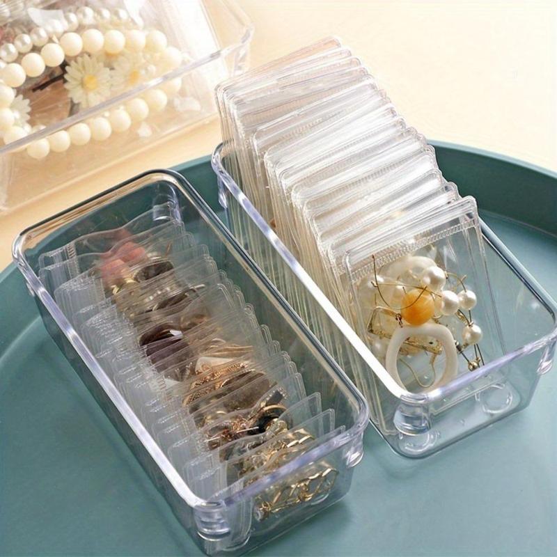 Clear Jewelry Storage Bag, 50pcs Set Portable Waterproof Ziplock Bag, Anti-oxidation Jewelry Bags, Jewelry Organizer for Home & Travel