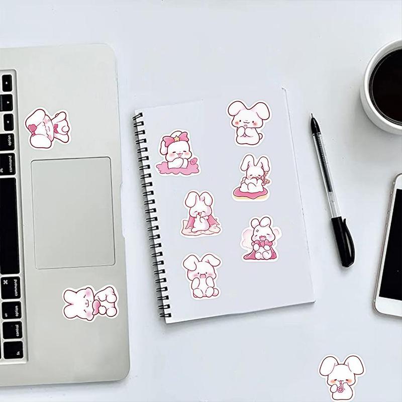 Cute Rabbit Series Sticker, 50pcs set Waterproof Self Adhesive DIY Sticker, Decor Sticker for Gift Greeting Card Water Bottle Laptop Phone