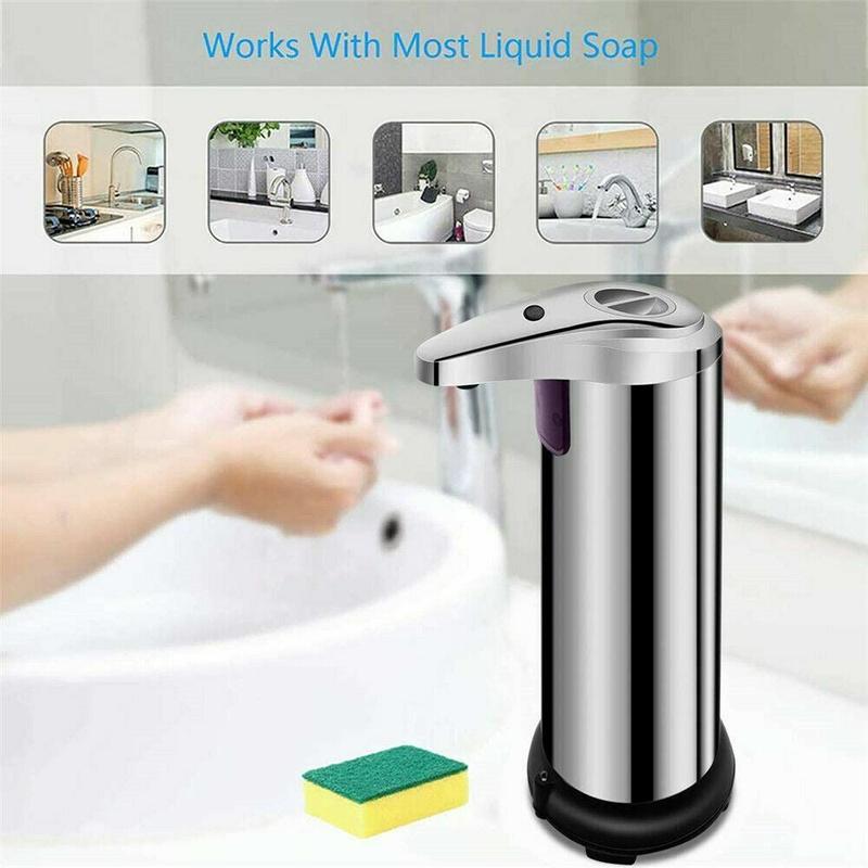 250Ml Stainless Auto Handsfree Sensor Touchless Soap Dispenser Kitchen Bathroom