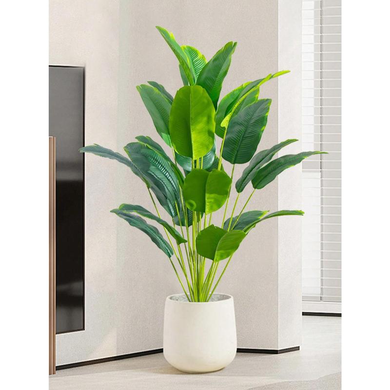 80 88cm Large Artificial Banana Tree Tropical Fake Palm Branch Plastic Birds Of Paradise Leaves Green Monstera Leaves For Home Garden Party Office Decor Without Pothome Decor,School Supplies