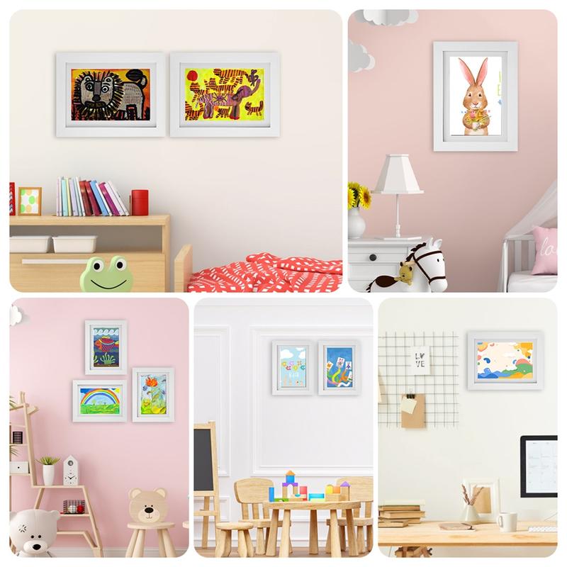 Christmas Gifts Kids Art Frame Set A4 Front Opening Photo Frames Wooden Kids Artwork Display Frame for 100 Pictures Horizontal and Vertical Picture Display for Crafts Drawing 3D Artwork Ornaments 1 2 Counts