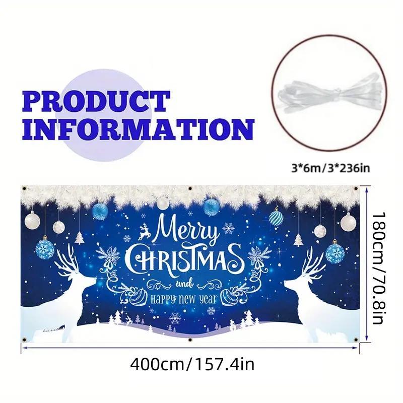 Christmas Themed Garage Door Cover, 1 Count Merry Christmas Garage Door Banner, Outdoor Holiday Decoration for Home, Party, Festival