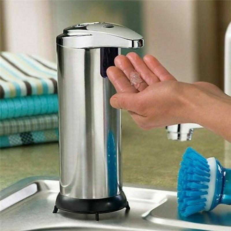 250Ml Stainless Auto Handsfree Sensor Touchless Soap Dispenser Kitchen Bathroom