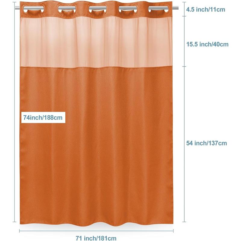 No Hook Shower Curtain with Snap in Liner,230GSM Waffle Weave Shower Curtains for Bathroom