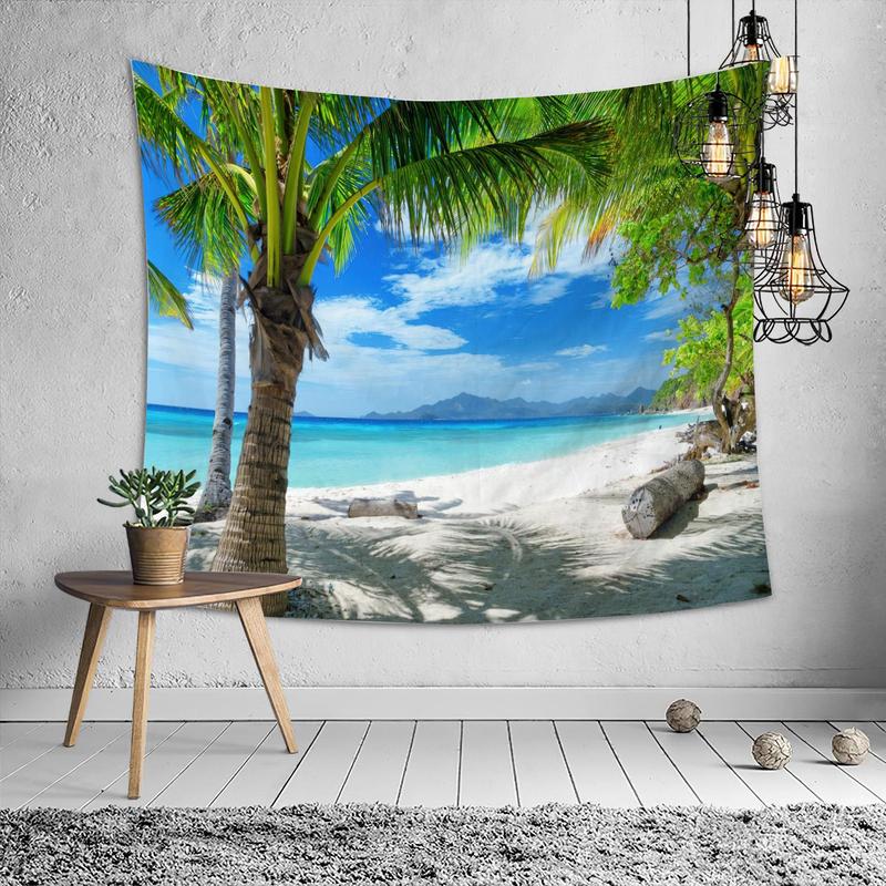  Beach Pattern Decorative Tapestry, Modern Art Print Wall Hanging Tapestry, Wall Art Decor for Home Living Room Bedroom