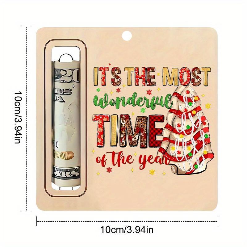 Christmas Money Holder Ornament, 1 Count It's The Most Wonderful Time Of The Year Money Holder, Xmas Tree Hanging Decor for Home Office for Holiday Party