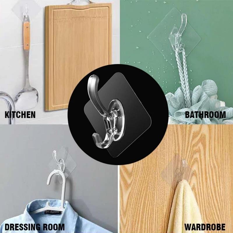 12pcs Wall Mounted Hook, Heavy Duty Self-adhesive Hook, Portable Sticky Hook for Home Bathroom Kitchen Office Dorm