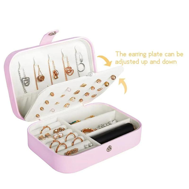 Travel Jewelry Case without Jewelry, Portable Double Layer Design Small Jewelry Organizer, Travel Jewelry Box, Summer Essentials